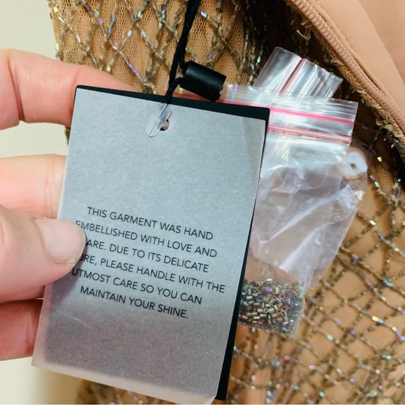 NBD Revolve Rischa Beaded Sequin Gold Sequin Mini Dress size medium - Picture 7 of 7